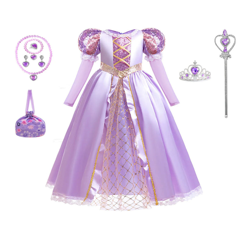 Rapunzel Dress for Princess  Tangled Cosplay Costume Halloween Cosplay Christmas Carnival Birthday Party Fancy