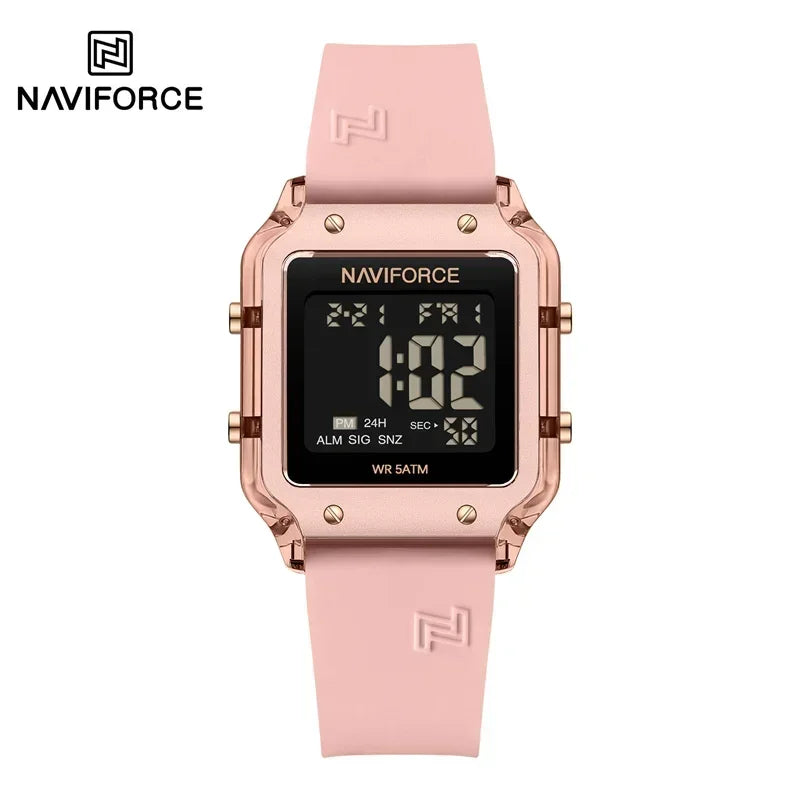 NAVIFORCE New Wristwatch for Women Multifunction Digital Waterproof Auto Date Display Silicone Strap Fashion Luxury Woman's Watc