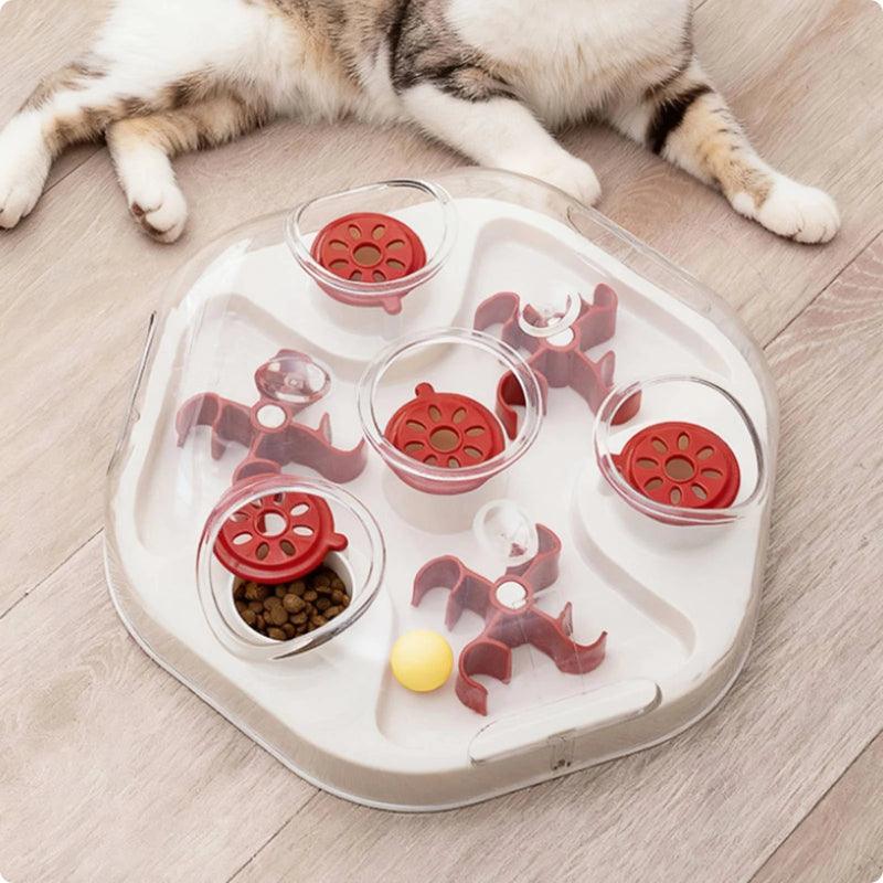 Interactive Feline Brain-Teaser Toy Mental Stimulation Feline Maze Toy Pet Accessory Multi-Function Anti-Choking for Kittens