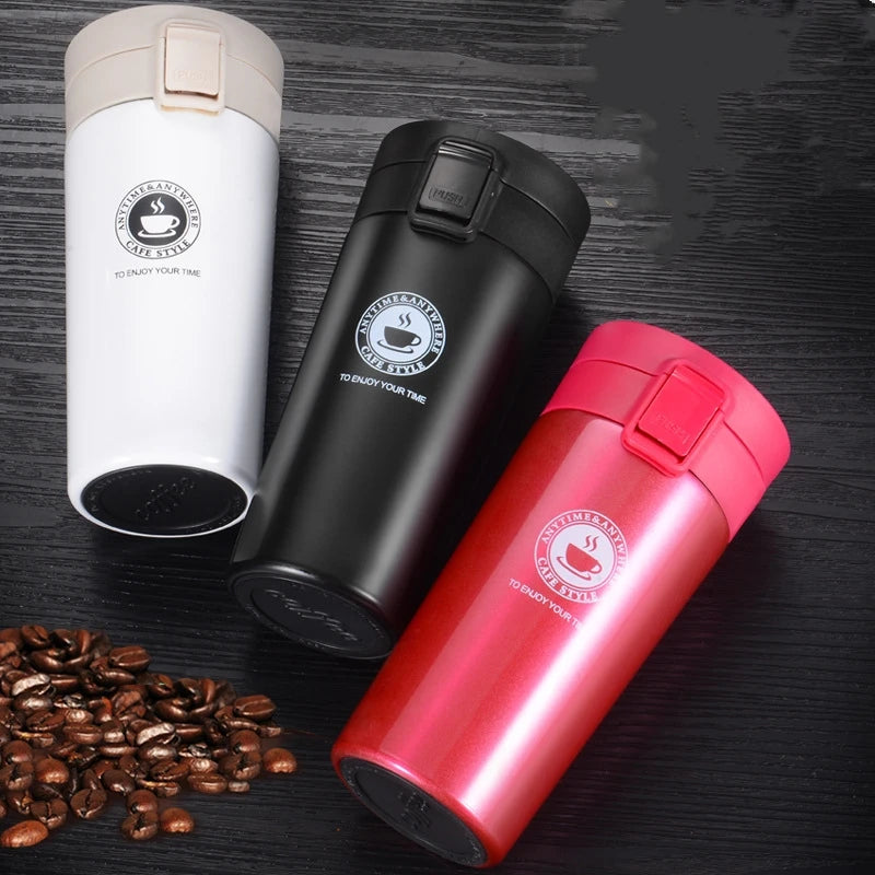 380ml Thermos Coffee Cup Tea Mug Double Layer Stainless Steel Vacuum Insulated Metal Thermos Outdoor Sports Water Bottle