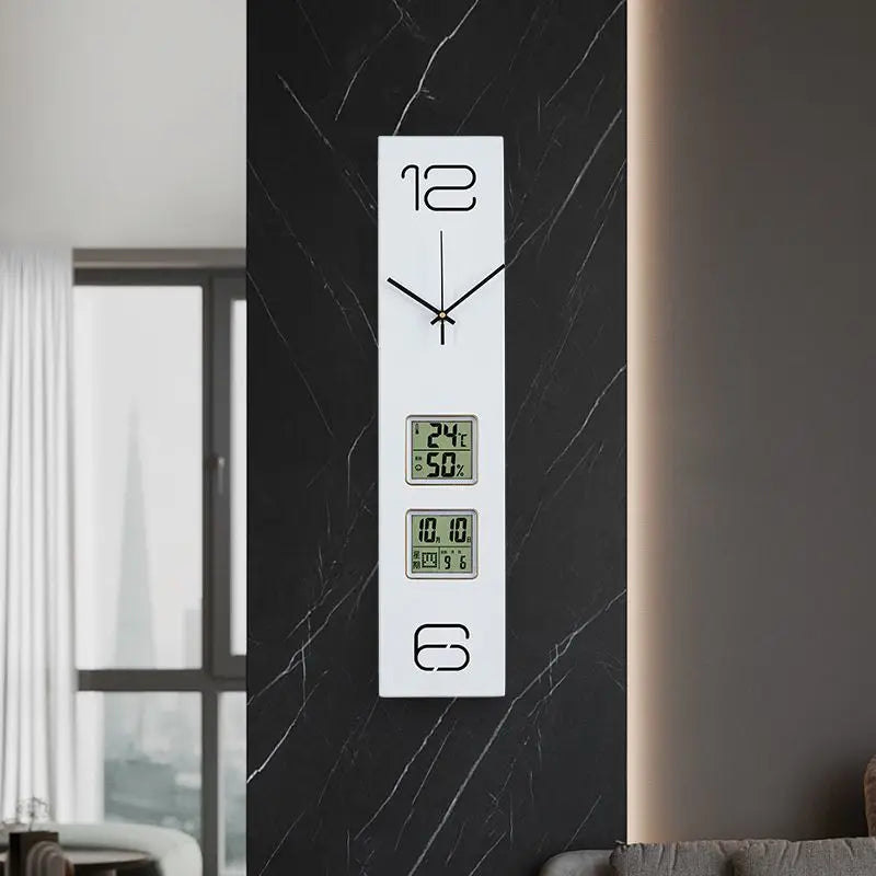 Large Wall Clock Room Modern Design Wood Silent Clock Ornaments for Home Interior Decoration Wall Clocks with Date Temperature