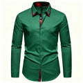 Men's Slim Fit Dress Shirt Plaid Patchwork Collar Long | SAMAG