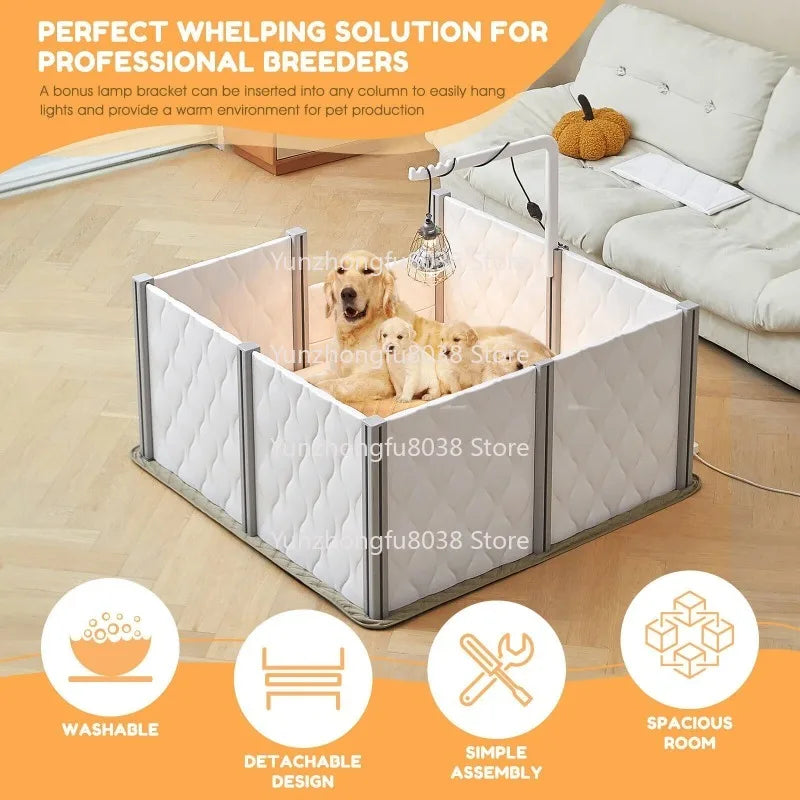 Whelp Ing Box for Dog Pregnant Birth Assistance Birthing Supplie with Rail Small Padded Pen Playpen Plastic Whelp Fence