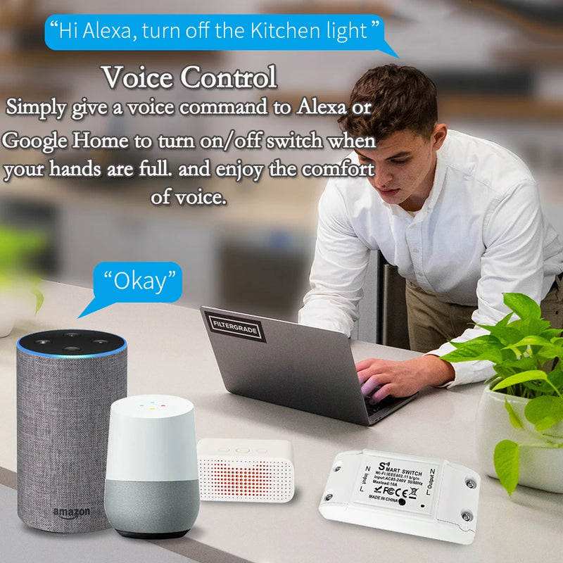 Tuya WiFi Smart Switch Breaker Wireless Light Switch Voice Control Timer APP Smart Life Work With Alexa Google Home 110V 220V
