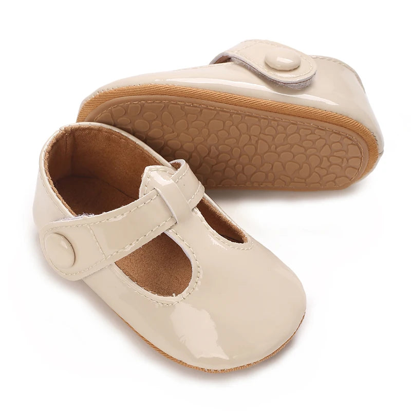 Spring and Autumn Baby Apricot Princess Shoes 0-12 Months Non-Slip Soft Sole Walking Shoes