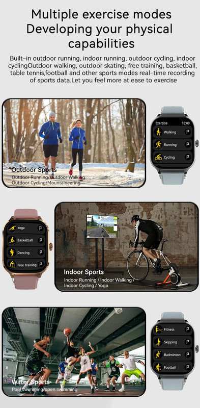 LAXASFIT 2025 New Women's Smart Watch 2.01 Full Touchscreen Bluetooth Call Heart Rate Monitor Sports Men's Smartwatch
