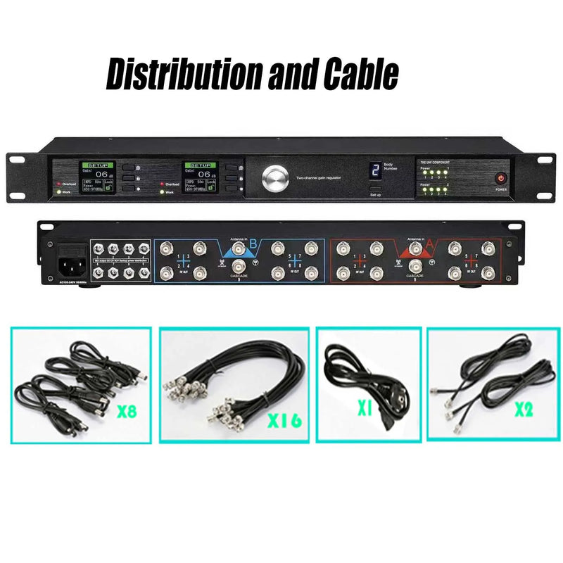 Paulkitson UA90-A2001 Wireless Microphone Antenna Combiner 18 Channel Antenna Distribution System RF Signal Booster 450-970MHz