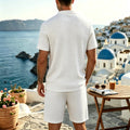 Men's Island Vacation Herringbone Textured Henley | SAMAG