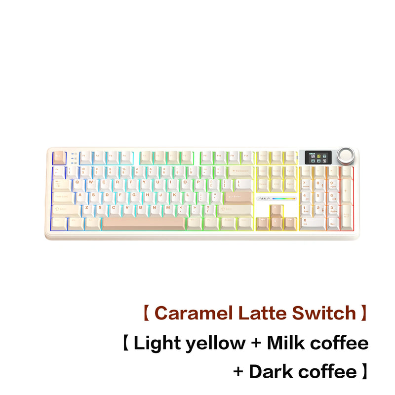 AULA F108 Pro Triple-mode Bluetooth 2.4G Wired Mechanical Keyboard Fully Customizable Hot-swappable Keys Gasket Structure RGB