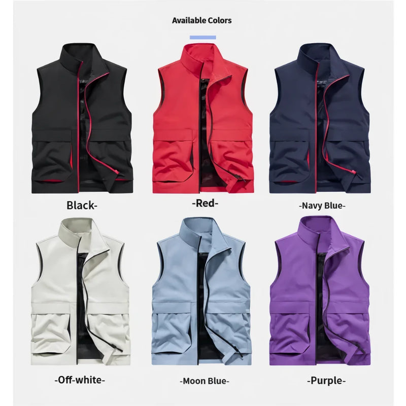 2026 Summer Men Outdoor Waterproof Quick Drying Cargo 6XL Vests Male Thin Mesh Breathable Waistcoats Climbing Sleeveless Jackets