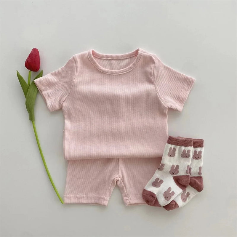 TZ23033 Children Clothing Set Kids Solid T - shirt+Shorts - View 5 | SAMAG