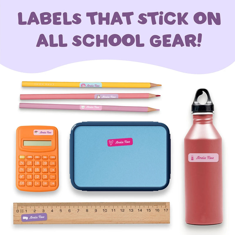 132 Personalized Name Stickers for Kids, Custom Waterproof Name Labels for Bottles, Lunch Boxes, School Supplies