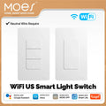 MOES Tuya Wi-Fi Smart Light Switch US Single Pole Push Button Wall Switch Work With Alexa Google Home Neutral Wire Required