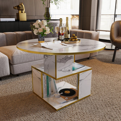 3-Tier Round Coffee Table with Storage, Modern for Living | SAMAG