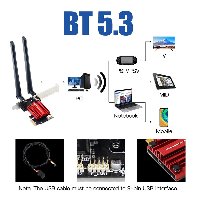 WiFi 6E AX210 Wireless PCI - E Adapter Tri - band 2.4G/5G/6Ghz Compatible BT 5.3 802.11AX Network Wi - Fi - Visuel 5 | SAMAG