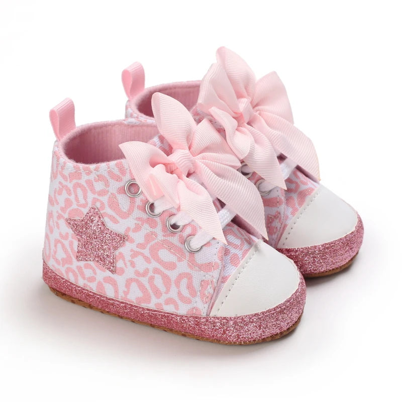 0-18M Baby Shoes Infant Pre-Walker Shoes, Cute Pink Theme Casual Flat Shoes, Soft Sole Lightweight Comfortable for Girls
