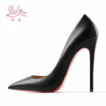 Black Women's Elegant High Heels Red Shiny Bottoms Luxury Brand Women Heels 2025 Trend Pointed Toe Sexy Party Pumps Shoes Women