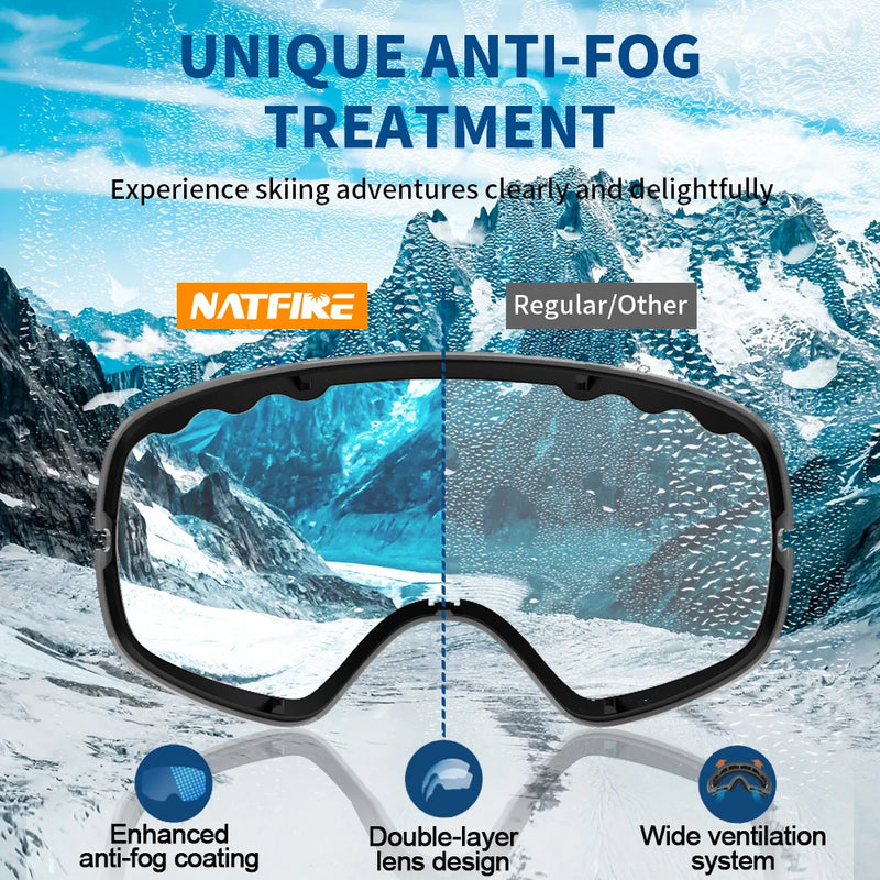 Ski Goggles Anti-fog Double Layers UV400 Big Glasses | SAMAG