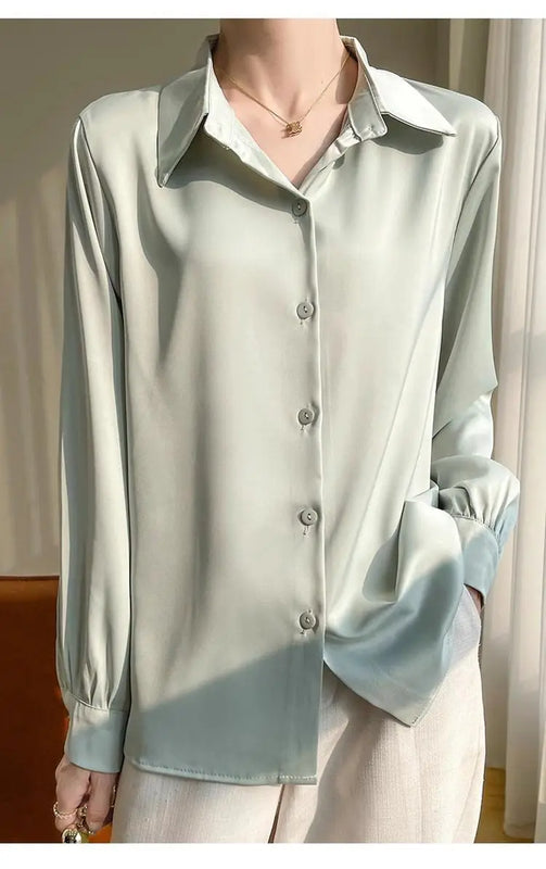Fashion Loose Solid Color Turn - down Collar Simplicity - View 8 | SAMAG