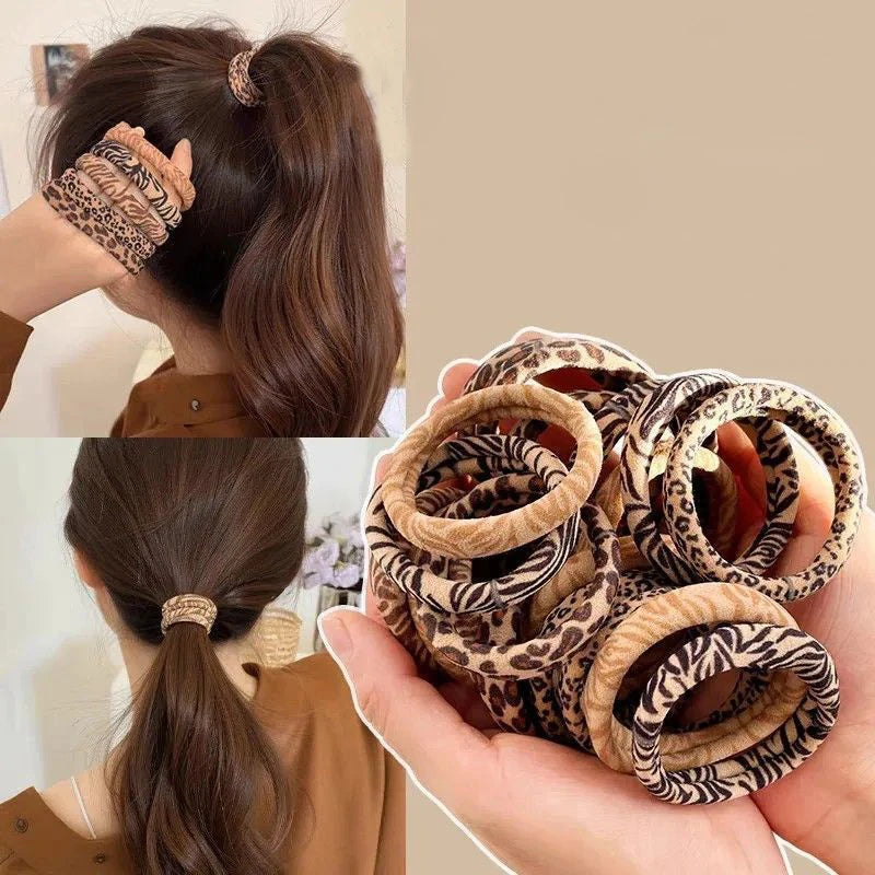 5pcs Leopard Print High Elastic Hair Ties Scrunchie Ties Women Girls High Elasticity Ponytail Holder Hair Rings Rope Accessories