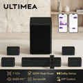ULTIMEA Poseidon D80 Boom 7.1ch Soundbar with Dolby Atmos, the Upgraded Wireless Subwoofer & 4 Surround Speakers, APP Control