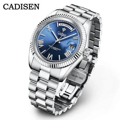 CADISEN Men's Mechanical Watches Luxury Meteorite Dial Automatic Watch For Week 100M Japan MIYOTA 8285 Movement Clock | SAMAG