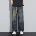 Japanese Style Textured Grid Men's Jeans Plus Size Loose | SAMAG