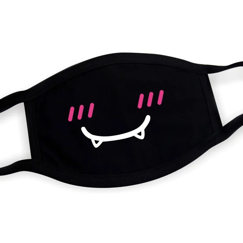 Black Cotton Mask Unisex Winter Warm Thickening Half Face Mouth Mask Cotton Cartoon Pattern Anti-Dust Anti-Respirator Mask