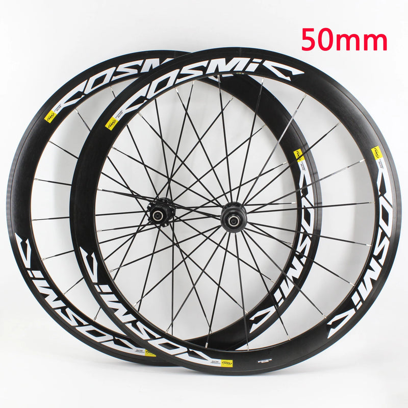 New White Black Gray 700C 50mm Road bike alloy bicycle wheelset clincher rims V Disc brake Thru Axle center lock hubs wheels
