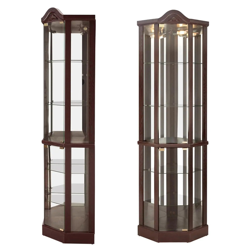 71.93''Tall Corner Display Cabinet with Lighted for Living Room,Corner Display Cabinet with Tempered Glass Doors &, Customized