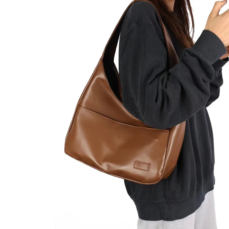 Soft Faux Leather Large Hobo Shoulder Tote Bag Wide Strap Big Capacity Women Casual Daily Work Shopping Commute Handbag Purse