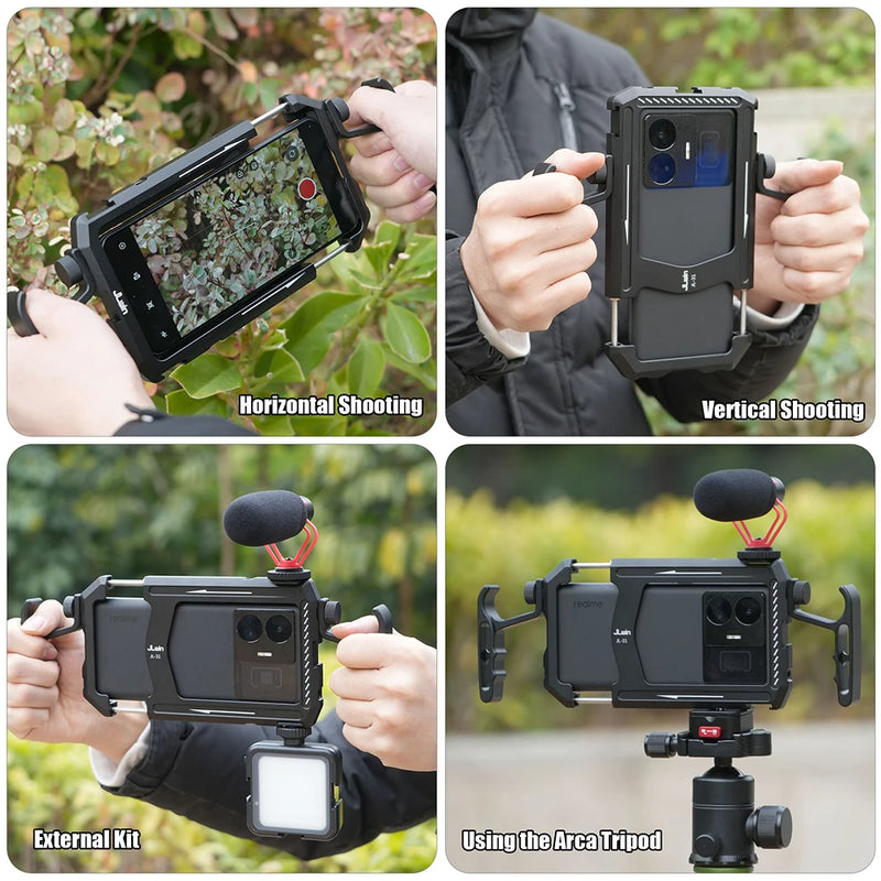 FOTGA Universal Smartphone Metal Cage Video Rig Handles Stabilizer Vlogging Live Broadcast Mobile Phone Bracket Kit Videomaker