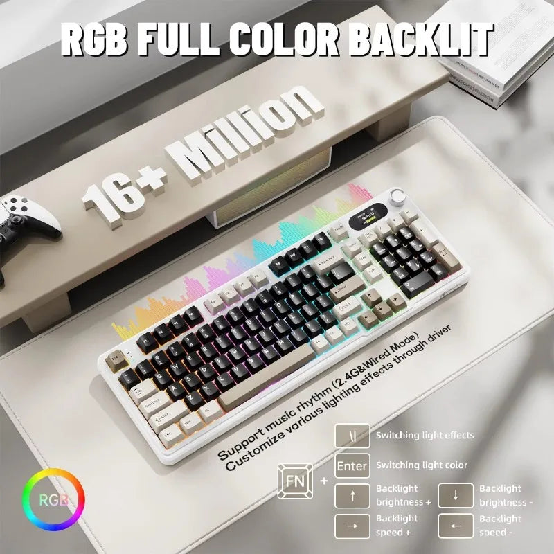 ATTACK SHARK X98PRO 98 Key Wireless Mechanical Keyboard TFT Display Knob RGB Backlit Hot Swappable Gasket Custom Gaming For PC