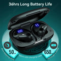 Bluetooth Headphones Wireless Earbuds 36Hrs Playtime with Charging Case Digital LED Display Over-Ear Earphones with Earhook Mic