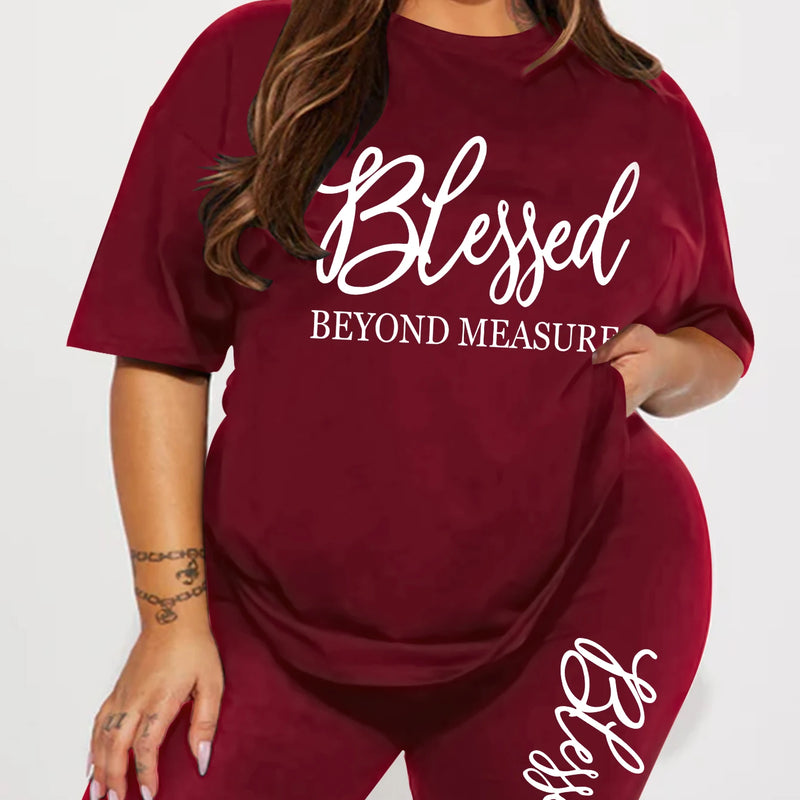 Plus Size Sets for Women Summer 2 Pieces Blessed Printed Offers and Liquidation Everything Cheap Elegant Women's Sets Short Sets