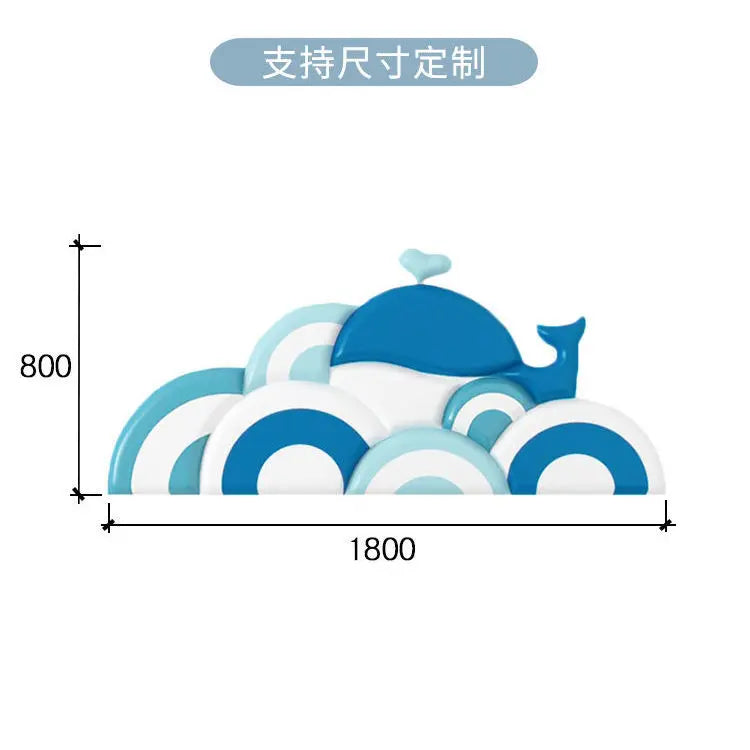 Cartoon Dolphin Wall Sticker Self-adhesive Blue Children's Room Bedside Soft Bag Anti-collision Cartoon Background Wall Backrest