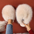 Women Indoor Slippers Winter Faux Fur Home Shoes Women 2025 New Soft Sole Fashion Warm Fluffy Slippers Solid Baotou Slides Women
