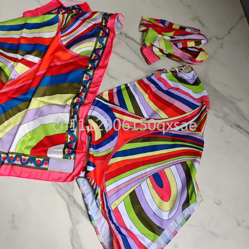 Women's Scarf Swimsuits with Letter Signature Logo Lady | SAMAG