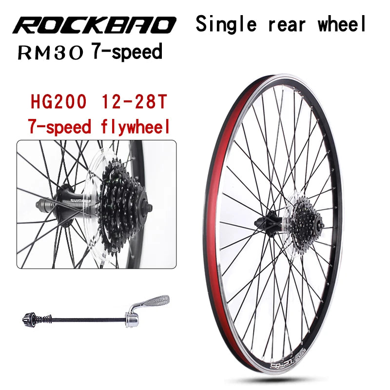 ROCKBAO 20 Inch Bike Wheelset 24 26 Inch Aluminum Alloy RM30/RM60 100/135mm 700C V Brake 7-10 Speed Bicycle Wheels