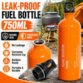750ml Aluminum Fuel Bottle Camping Stove Gas Oil Storage Can Leakproof Orange Lightweight Outdoor Fuel Container for Backpacking Hiking Picnic Camp Burner Refill Portable Travel Bottle Durable Safety Cap Camping Gear Accessor