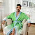 Men's lightweight quick-drying pajama bathrobe - 3D digital printing, non-fading design, stand-up collar and adjustable waistban