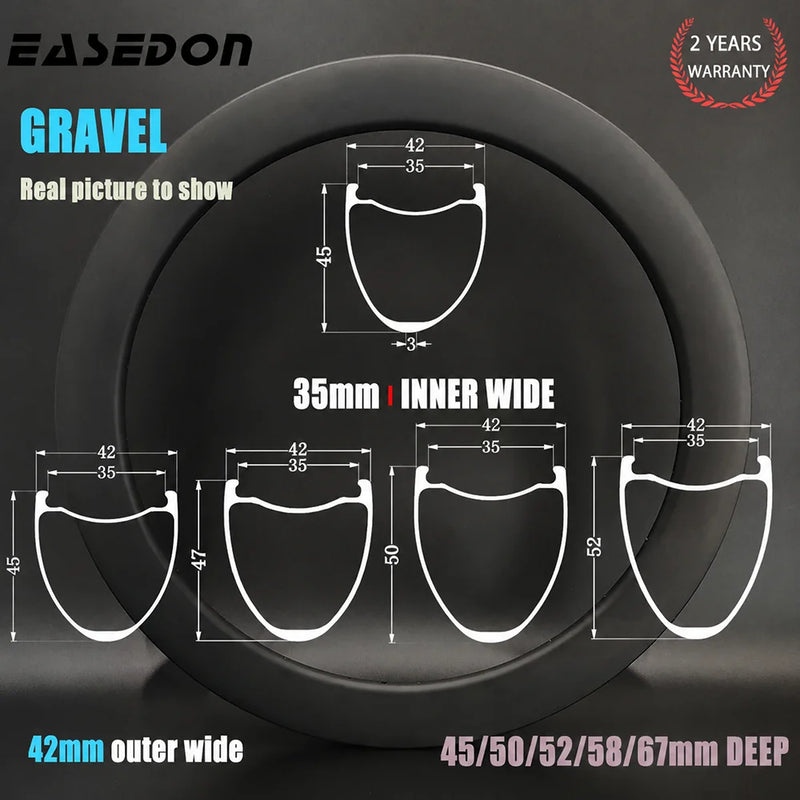 New 35mm Inner 42mm Wider Road Gravel Carbon Rim 700C - View 2 | SAMAG