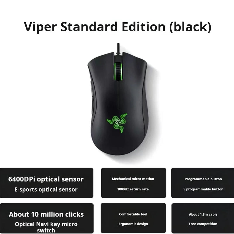 Razer DeathAdder Essential Wired Gaming Mouse / Wired Mice 6400DPI 5 Independently Buttons For Laptop PC Gamer