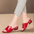 Luxury plus size Women's Slippers Summer new soft leather shoes Fashion fish mouth ladies Shoes Thick heel open toed slippers