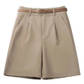Khaki Casual Wide Leg Shorts Women Summer New Solid Loose Knee-Length Hot Pants Korean All-Match High Waist Suit Shorts Ladies