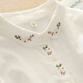 Elegant Embroidered Flower Doll Collar Double Layer Cotton Baby White Shirt Women Long Sleeve Base Shirt Trendy Commute Style...
