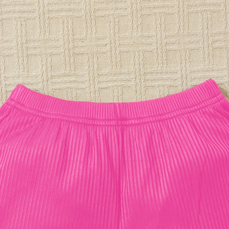 Ins Girls' Summer Outfit Set Young Vacation Style Solid - View 4 | SAMAG