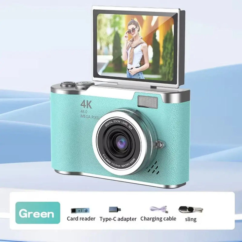 High-Definition HD Digital Camera Flip Screen 8X Digital Zoom Kids Photography Toy 4K 48MP Led Flash Light Video Camcorder CCD