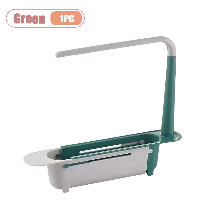Telescopic Over Sink Organizer Rack Adjustable Kitchen Storage Tray for Soap Sponge Towel with Ventilated - View 9 | SAMAG