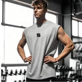 Summer men's casual wide-shoulder sleeveless vest, large-sized round-neck bird-eye fabric vest, outdoor breathable casual vest